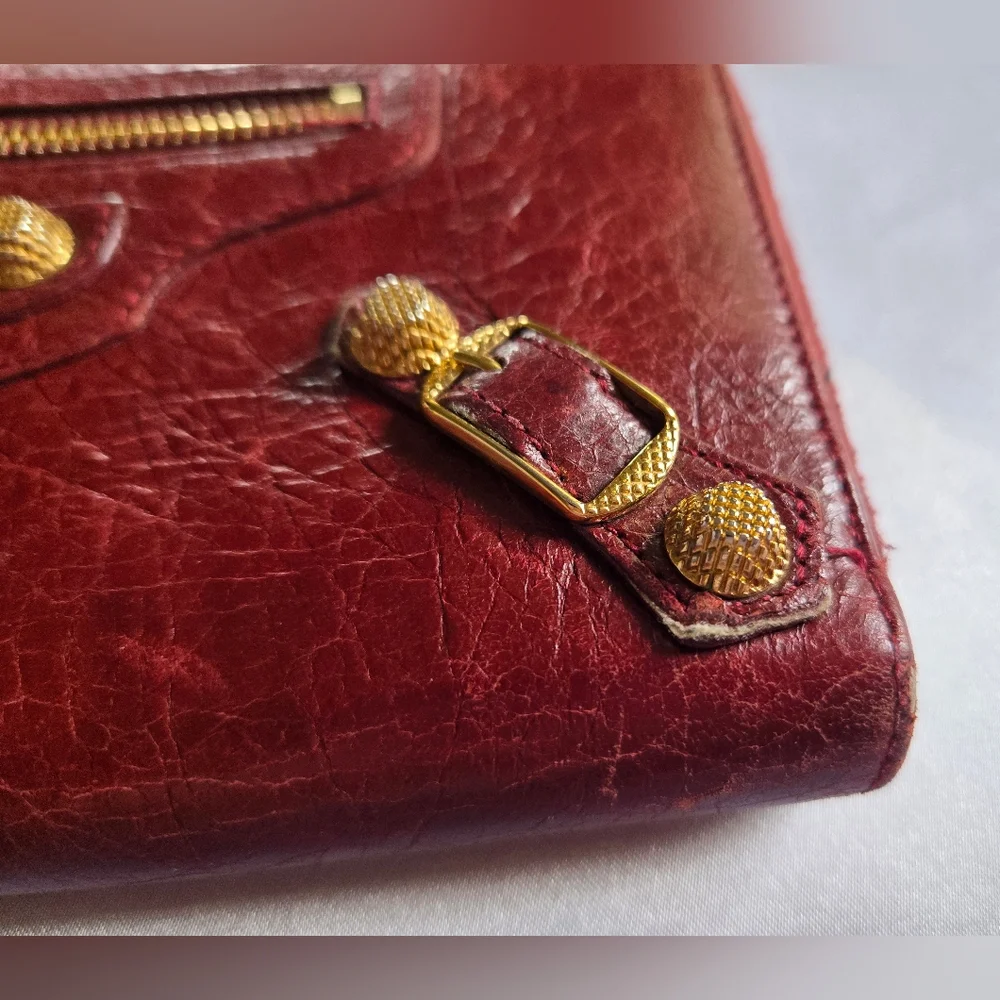 Balenciaga Red Wallet with Gold Accents - Picture 13 of 15